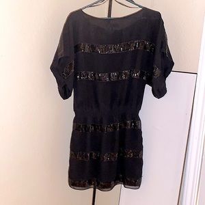 Jessica Simpson black sequin stripe dress size small
